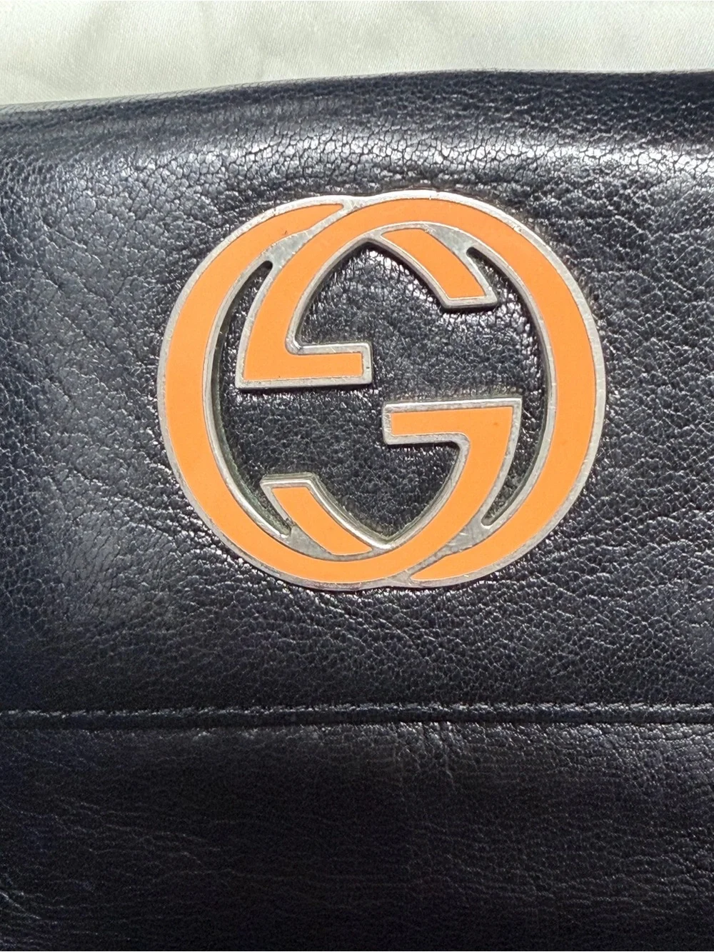 Gucci Black Leather Wallet with Orange Interlocking GG